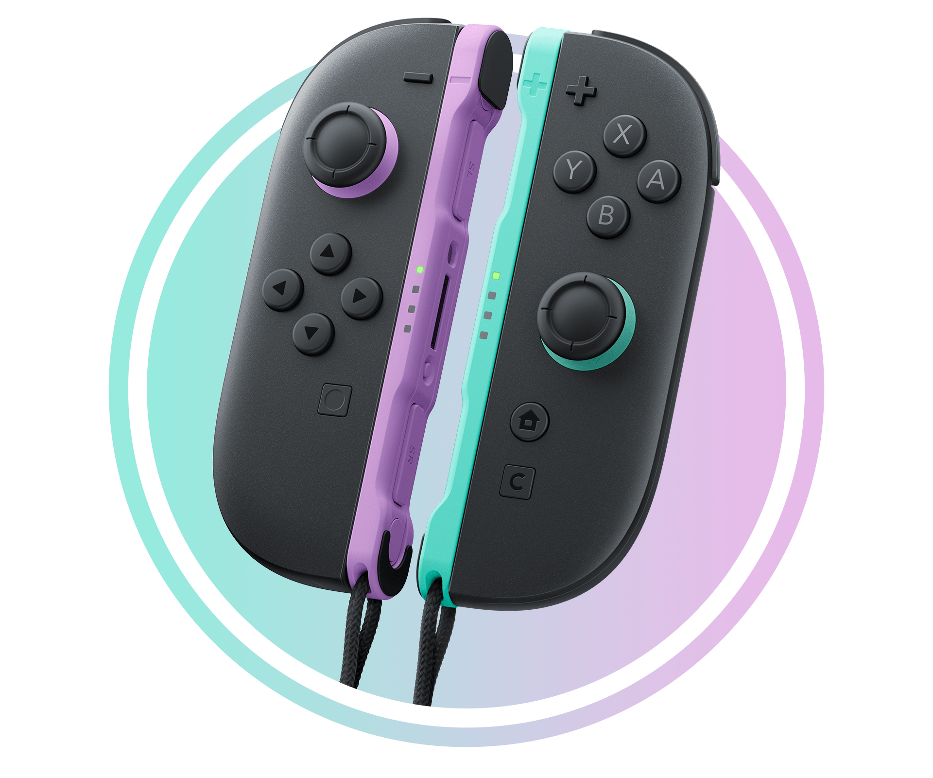 Light purple and light green Switch 2 Joy-Con controllers