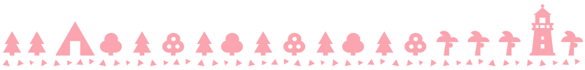 pink Animal Crossing building and tree silhouette bottom decoration