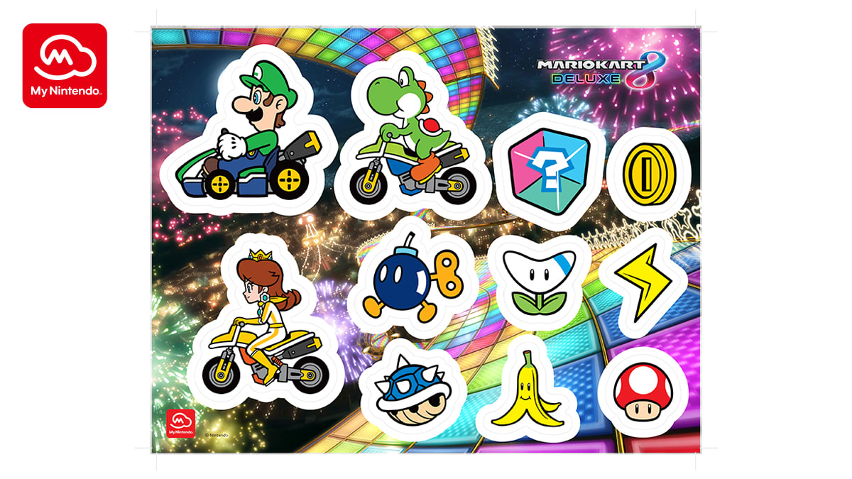 Feuille d'autocollants en vinyle Mario Kart™ 8 Deluxe n° 2