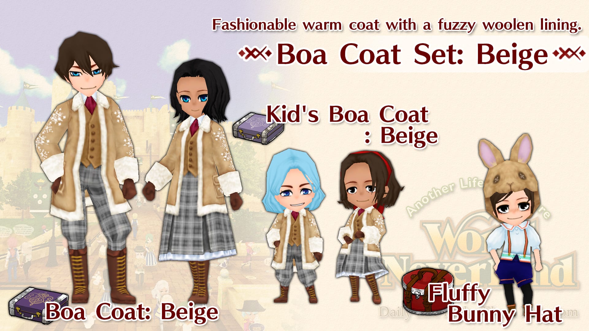 Boa Coat Set: Beige