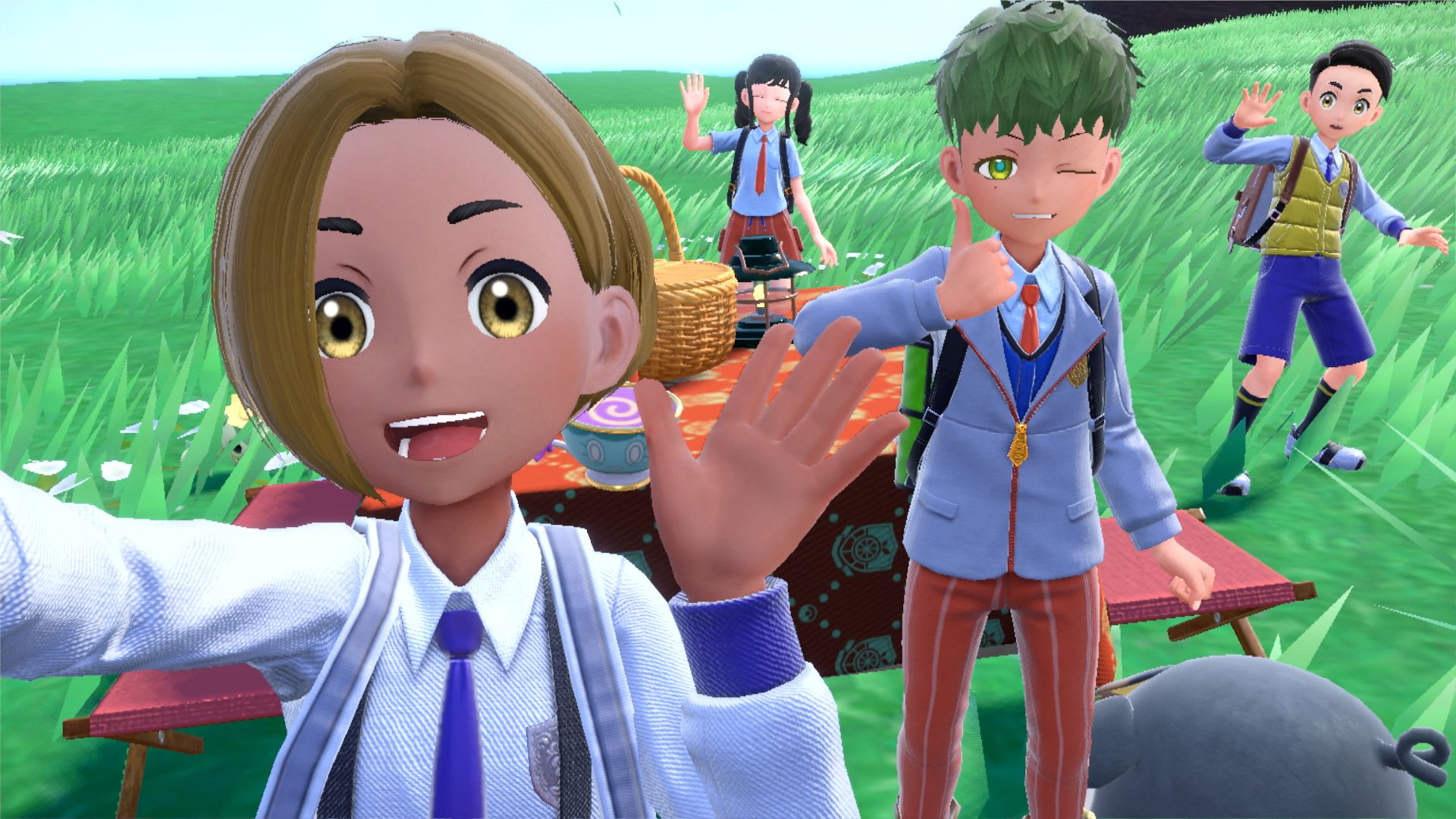 Picnic table in Pokémon Scarlet and Violet where a sandwich is prepared before starting a Shiny hunt