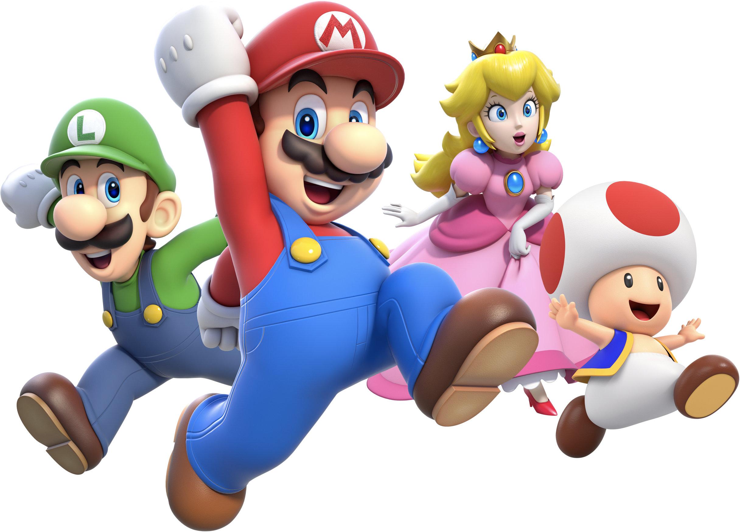 Mario, Luigi, Peach, and Toad