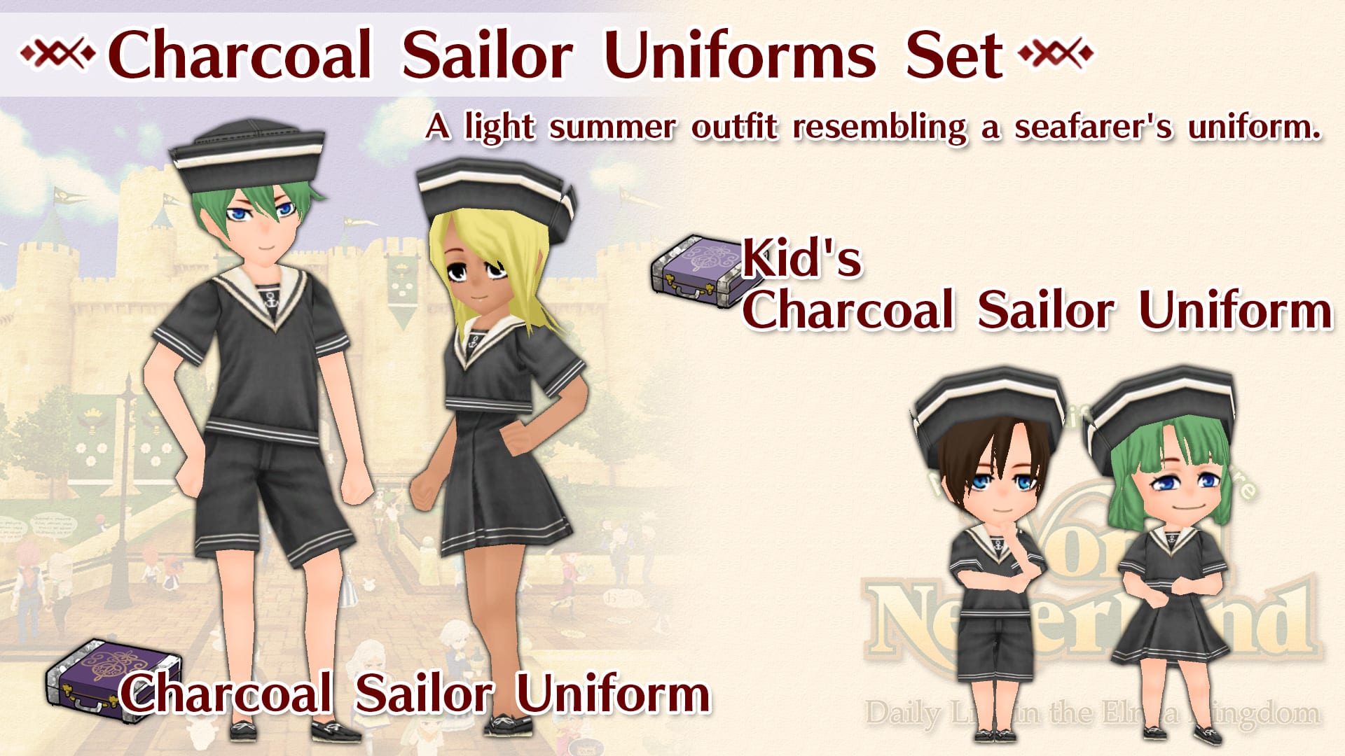 Charcoal Sailor Uniforms Set