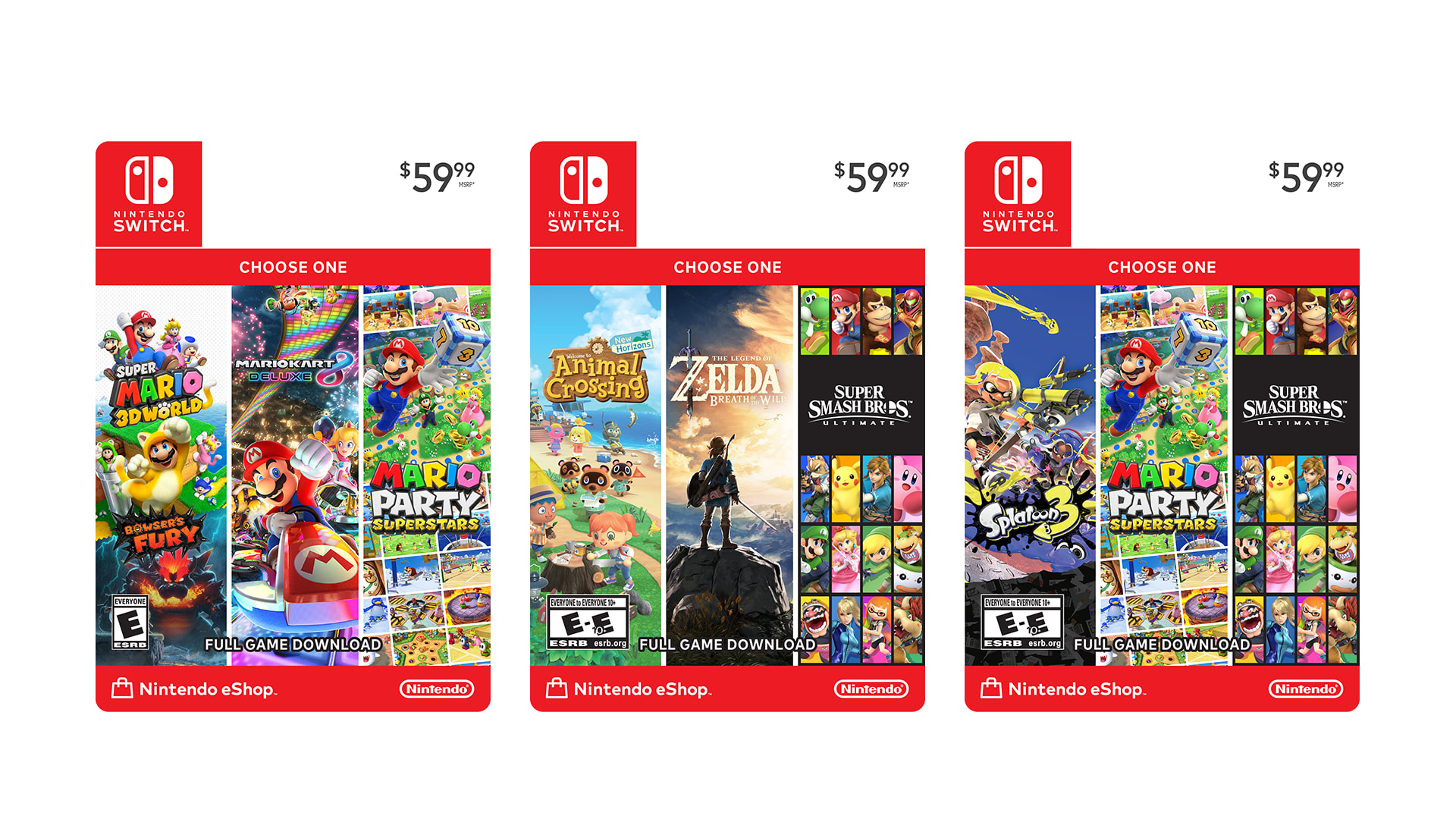 Nintendo choose one cards