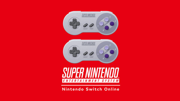 Imagem dos controles do Super Nintendo Entertainment System com o SNES - logotipo do Nintendo Switch Online
