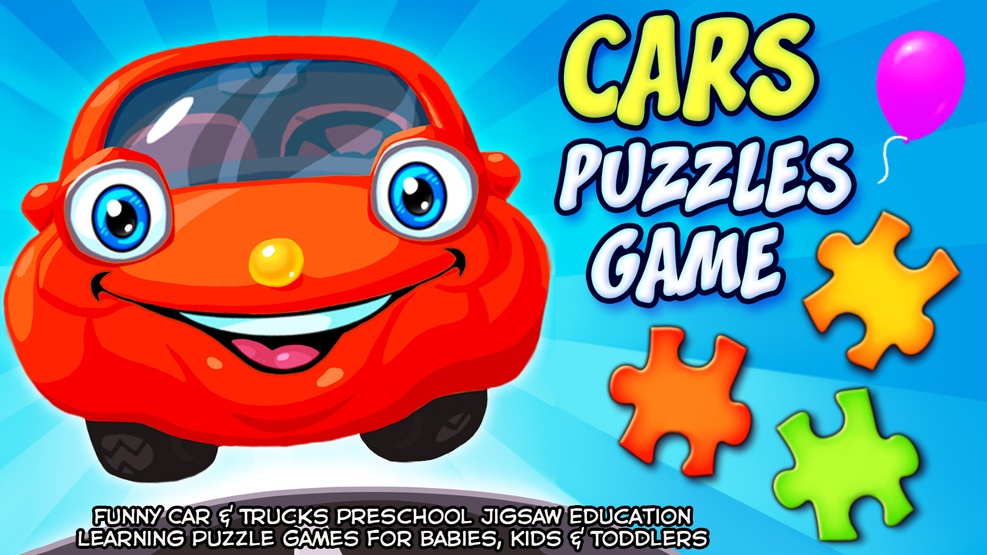 Cars Puzzles Game - Funny Car & Trucks Preschool Jigsaw Education Learning Puzzle Games for Babies, Kids & Toddlers