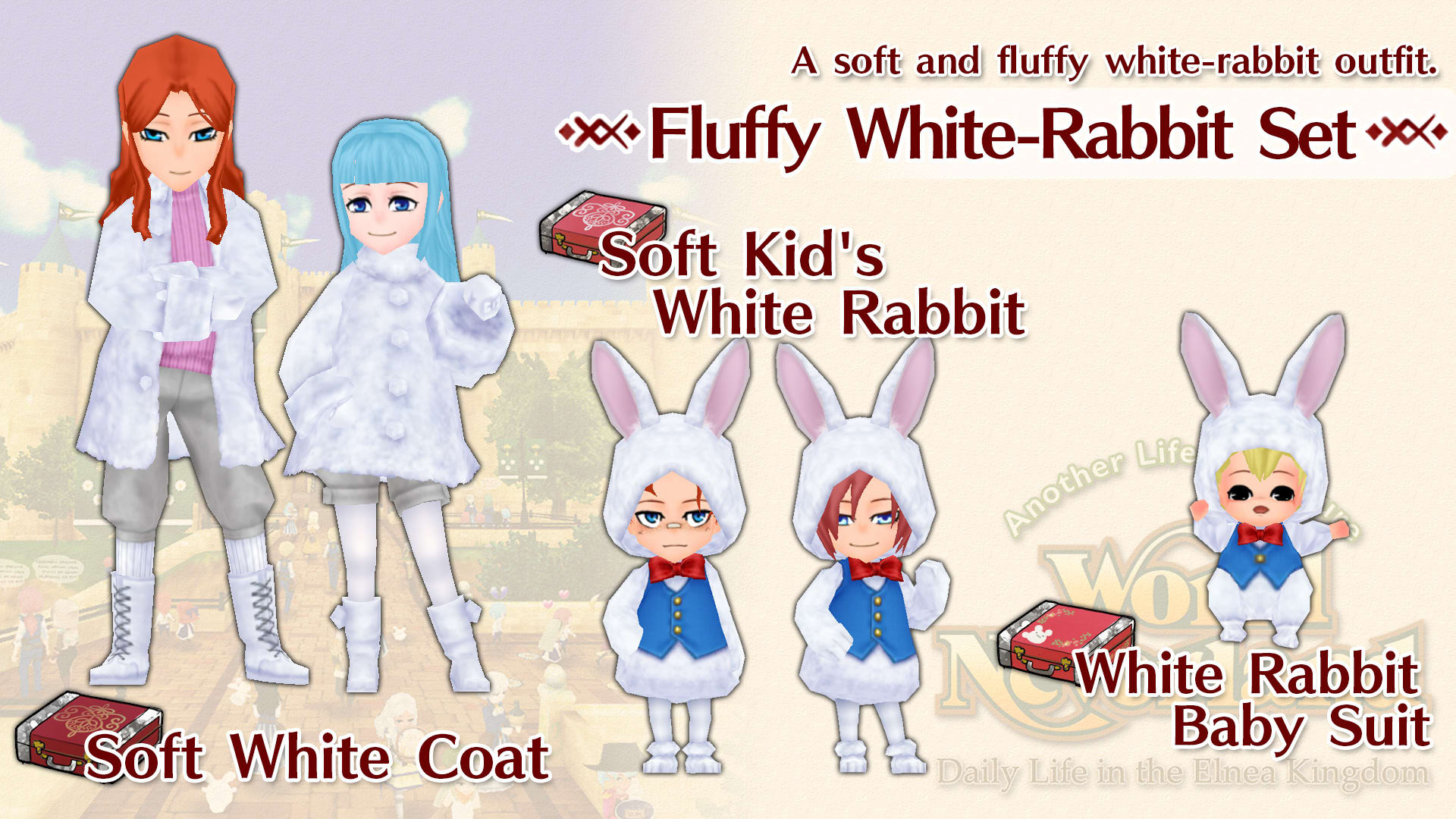 Fluffy White-Rabbit Set
