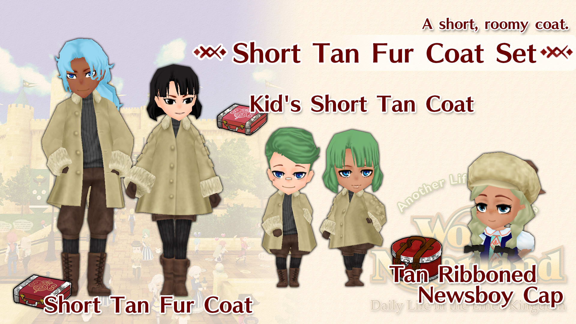 Short Tan Fur Coat Set