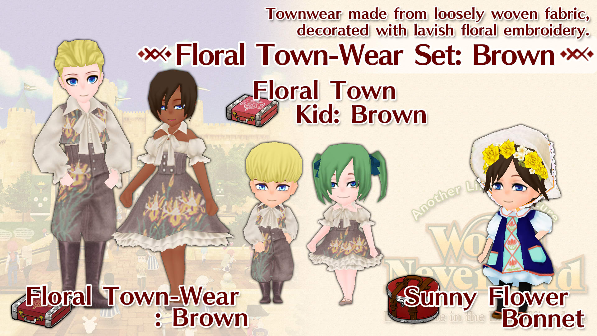 Floral Town-Wear Set: Brown