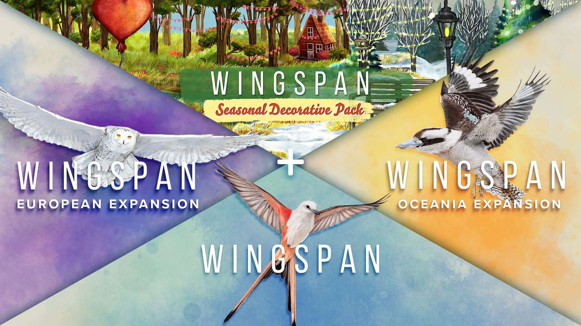 Wingspan + European Expansion + Oceania Expansion + Seasonal Decorative Pack