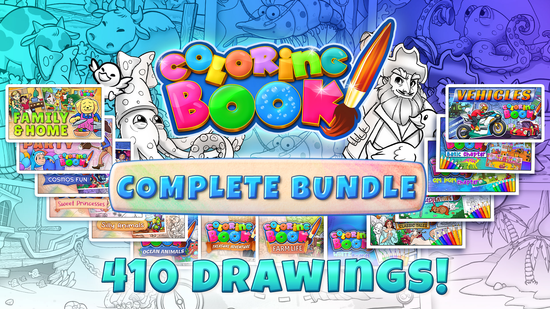 Coloring Book: Complete Bundle - 410 drawings