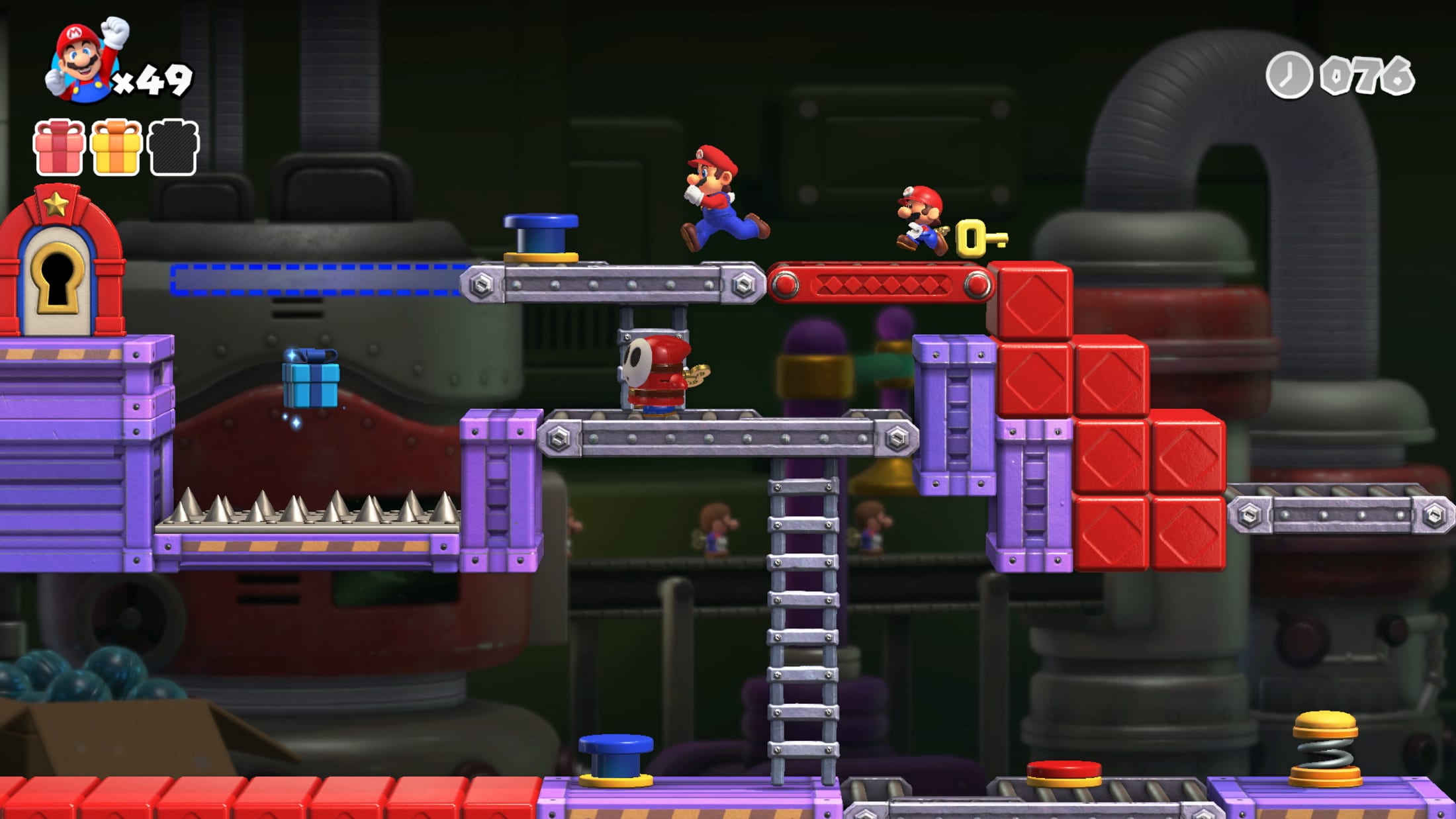 Plus World stages have more complicated obstacles to overcome