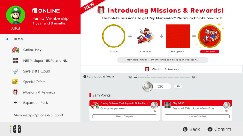 Missions Rewards added Nintendo Switch Online - News - Nintendo