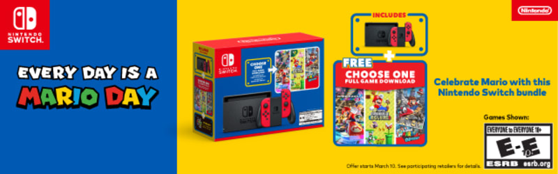 NEW Nintendo Switch SUPER MARIO BUNDLE PICK 1 GAME + FREE MARIO