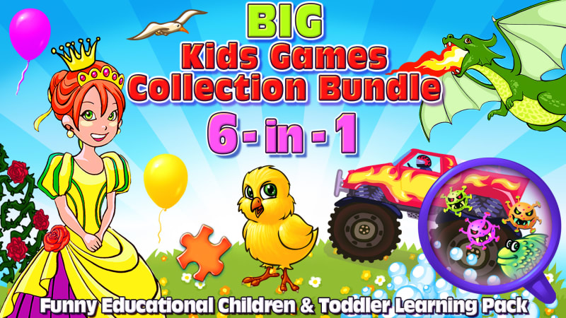 Big Kids Games Collection Bundle 6-in-1 Funny Educational