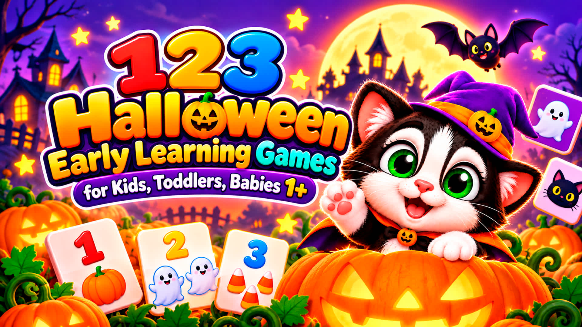 123 Halloween Early Learning Games for Kids, Toddlers, Babies 1+ for ...