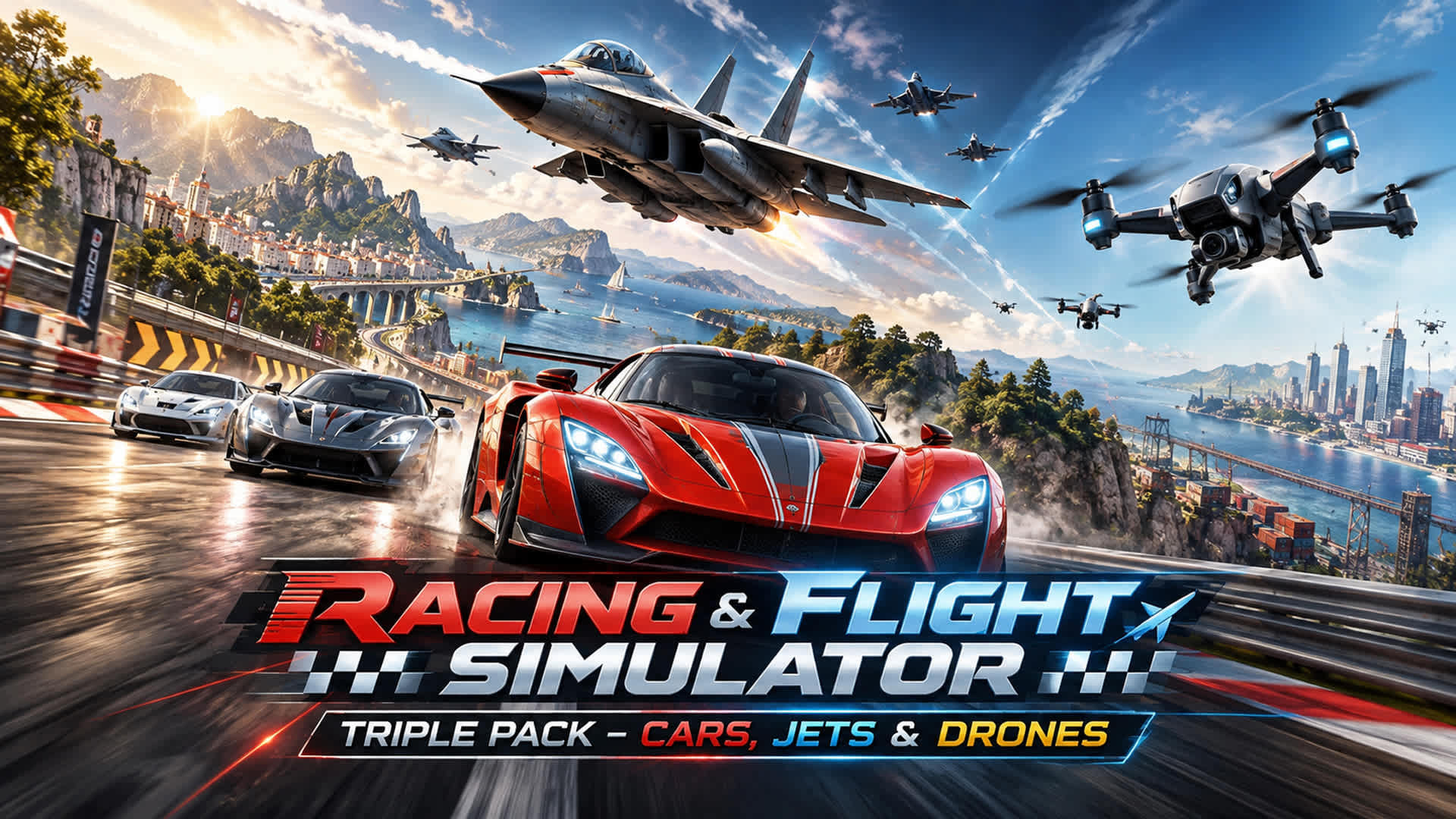 Racing & Flight Simulator Triple Pack – Cars, Jets & Drones para ...