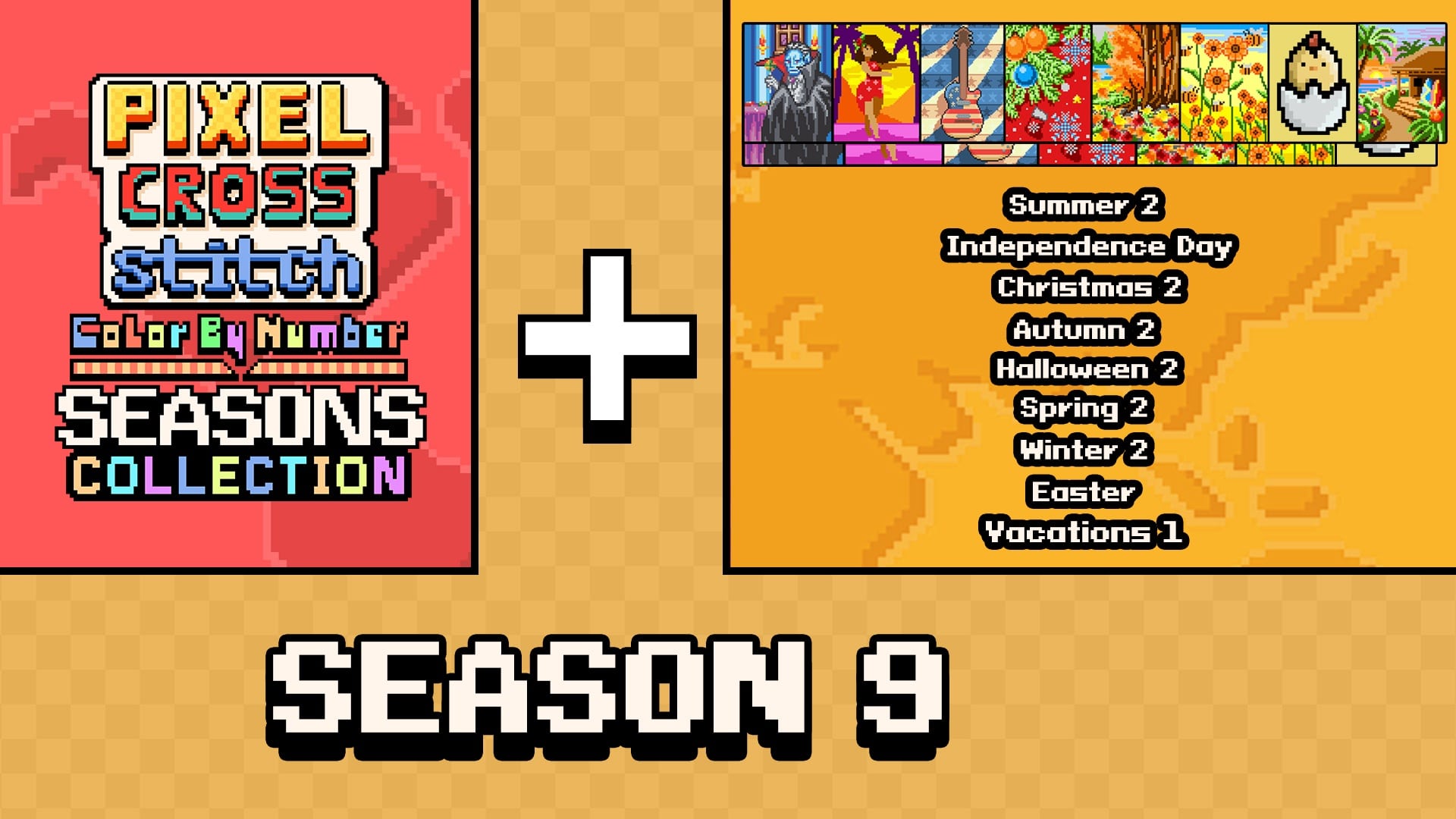 Pixel Cross Stitch Color by Number Seasons Collection Season 9 pour ...