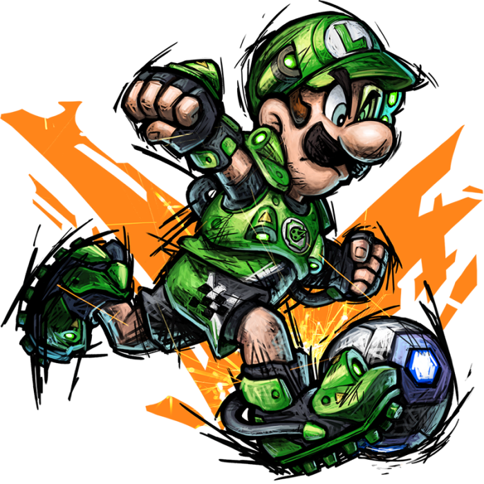 Luigi kicking a ball