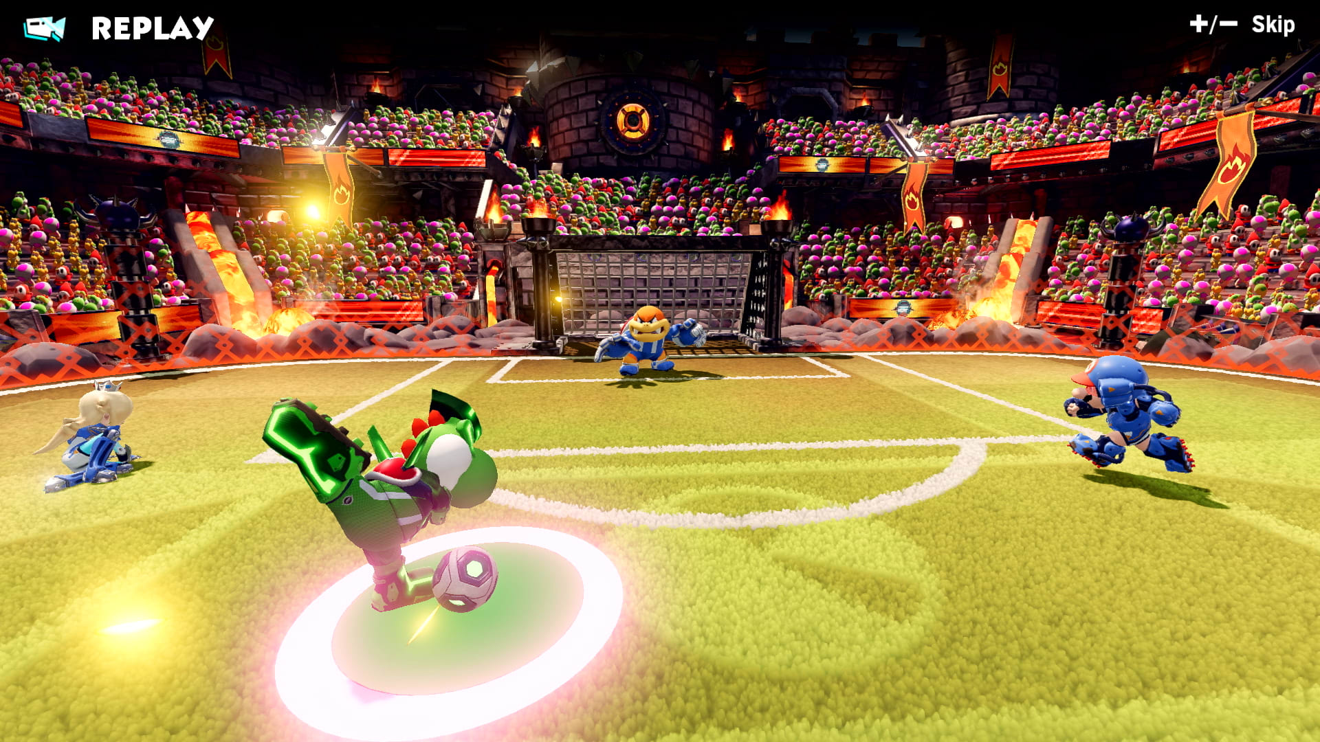 Character shooting a goal