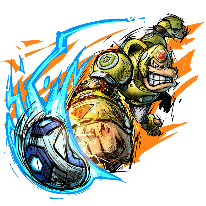 Donkey Kong kicking a ball