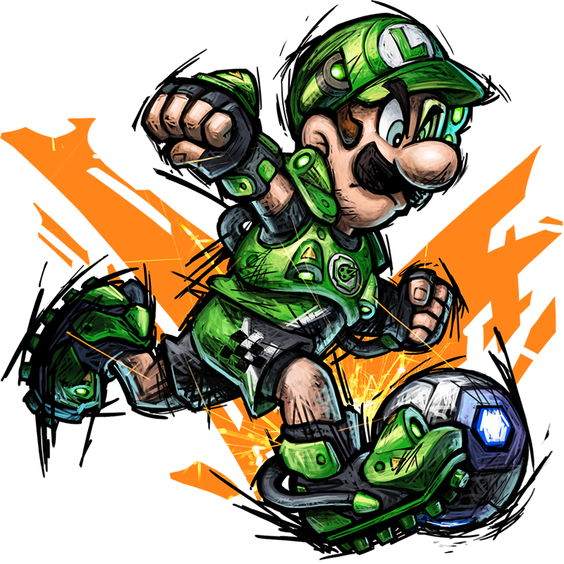Luigi kicking a ball