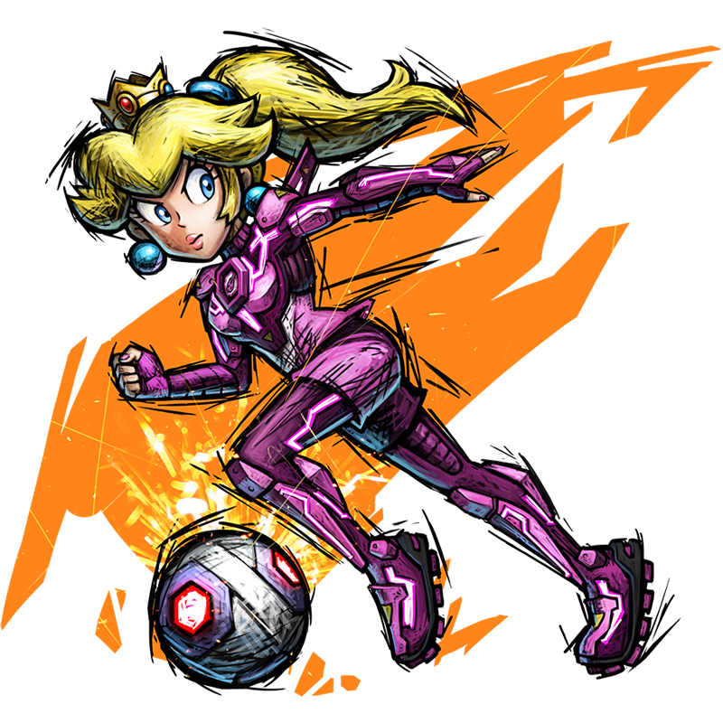 Peach kicking a ball