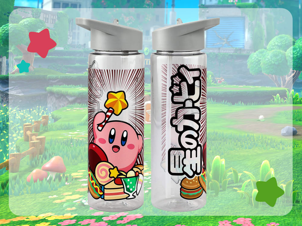 Two Kirby Pink Puff Plastic 24oz Water Bottles