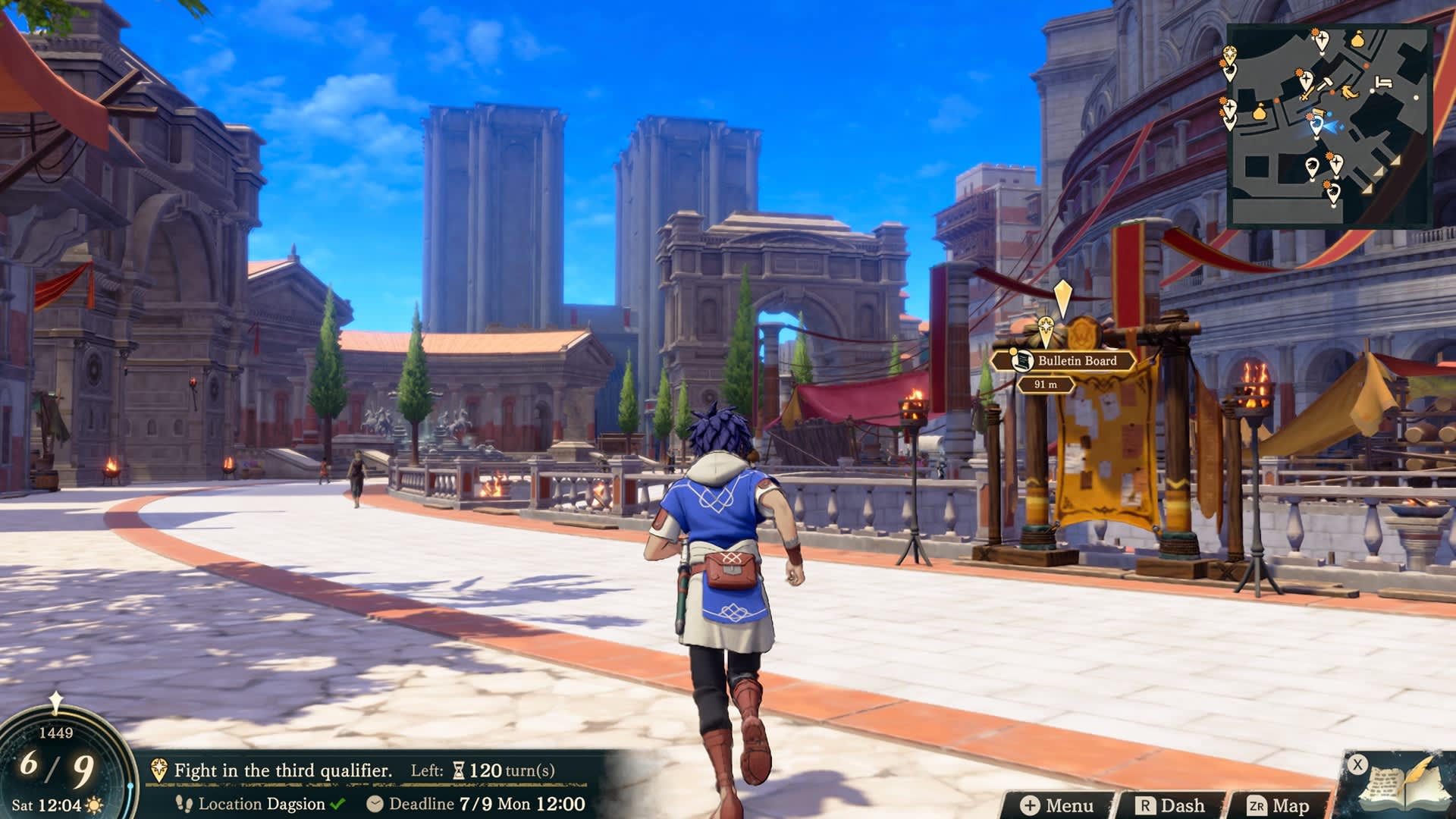 Players explore the capital city of Dagsion between battles to recruit allies and build bonds. Image: Nintendo.