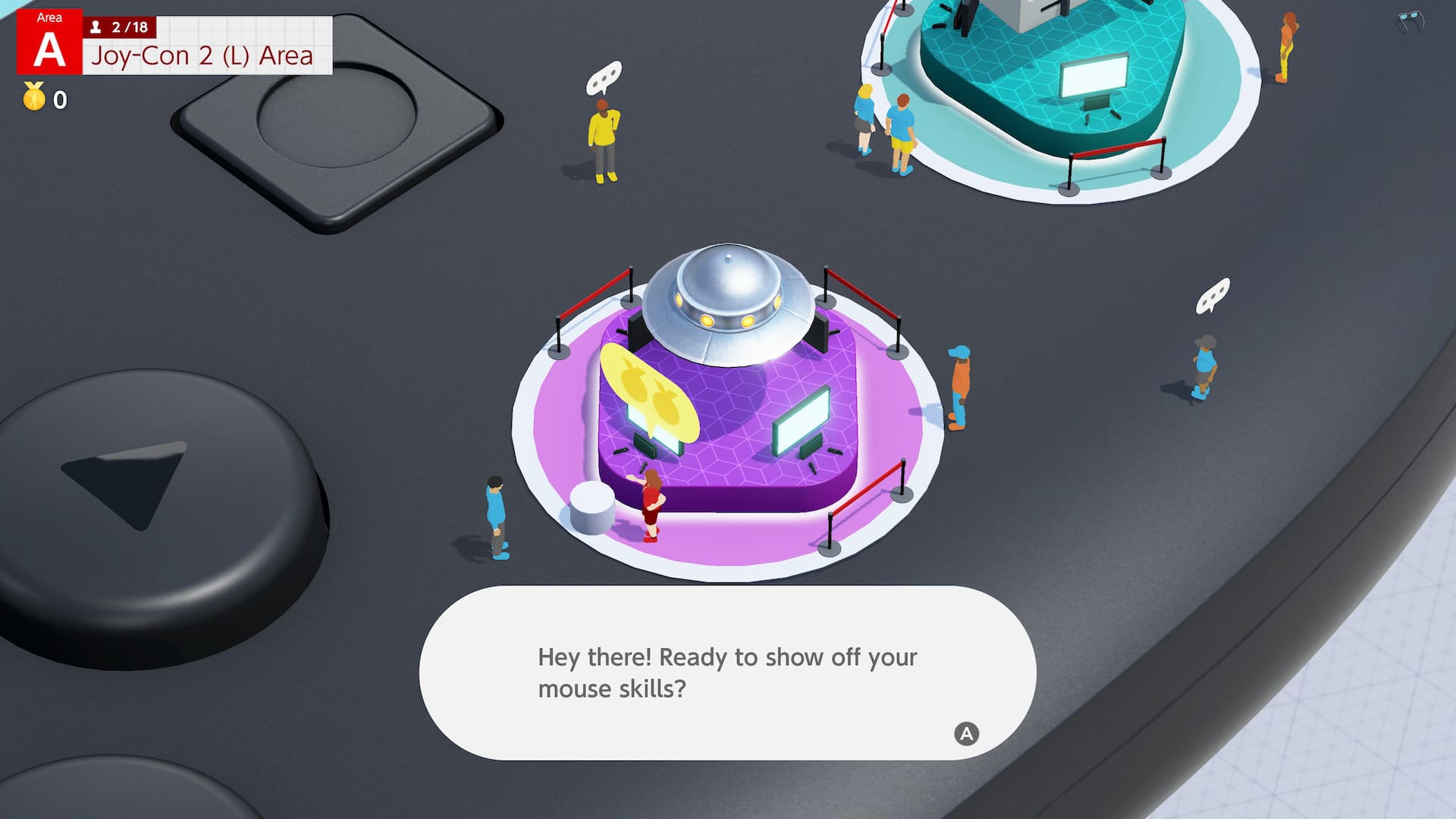 Welcome Tour's Joy-Con 2 (L) Area. Ver. 1.1.0 makes the VRR Slider demo in the Joy-Con 2 (L) Inner Area playable in TV mode. Image: Nintendo.