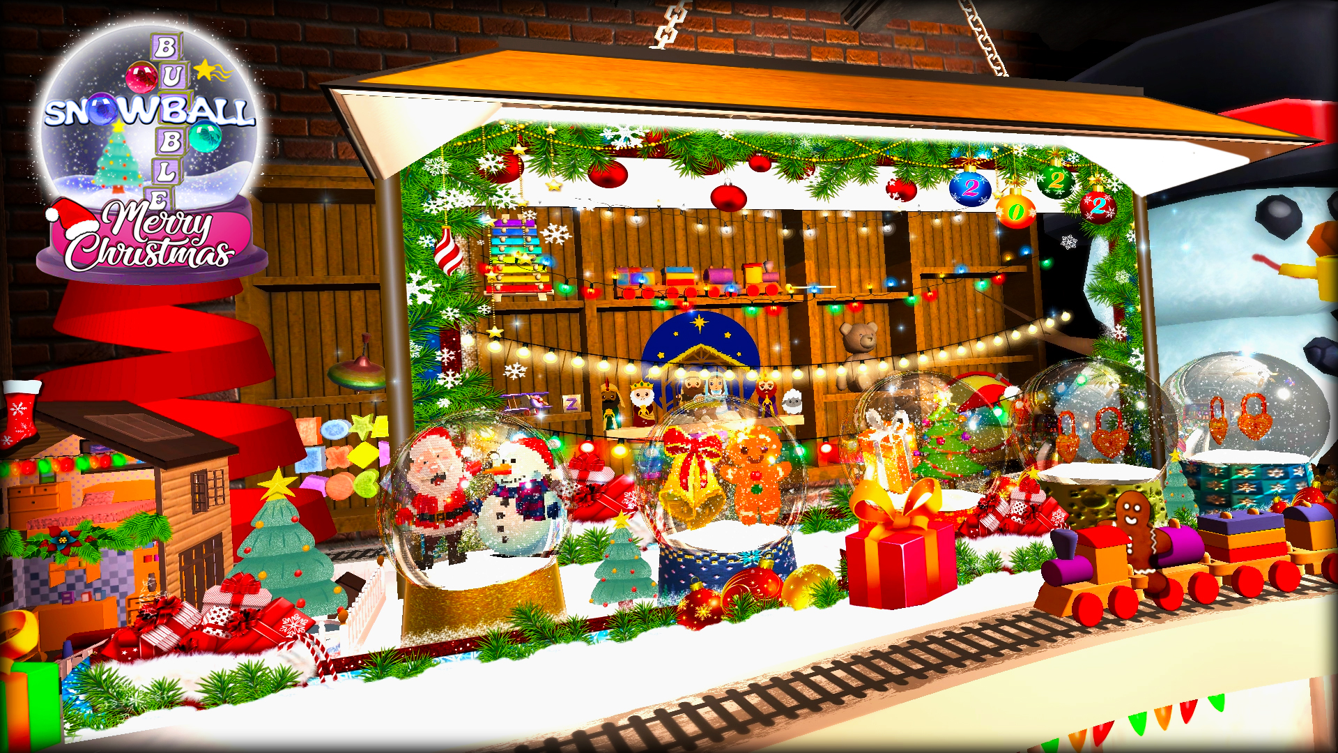 Merry Christmas Snowball Bubble