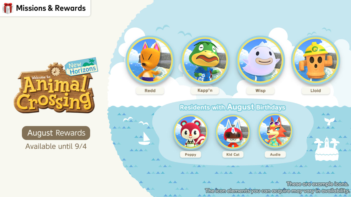Missions and Rewards: Animal Crossing birthday icons for August - News - Nintendo Official Site