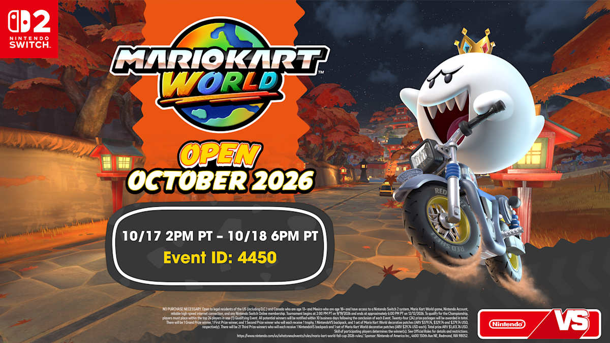 Keep up the autumn momentum with the Mario Kart World Open Oct. 2026 event!