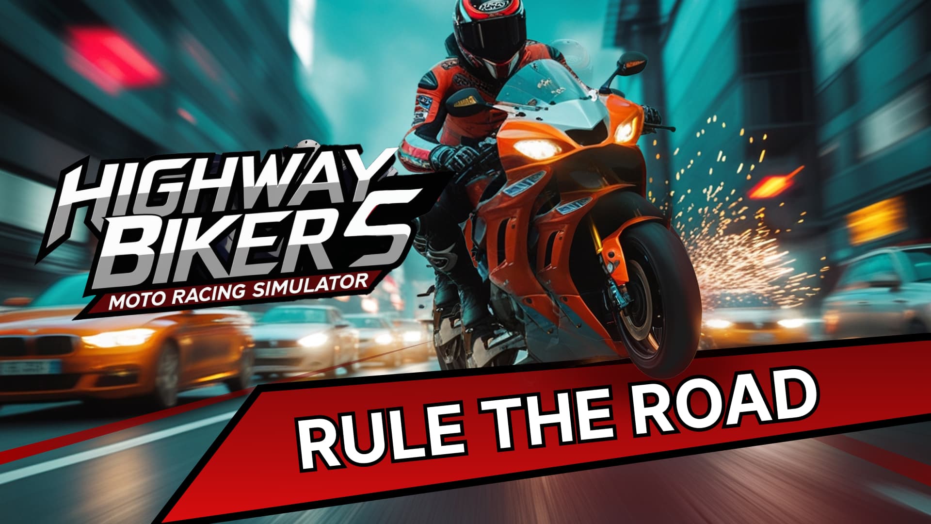 Copertina di Highway Bikers: Moto Racing Simulator Rule The Road