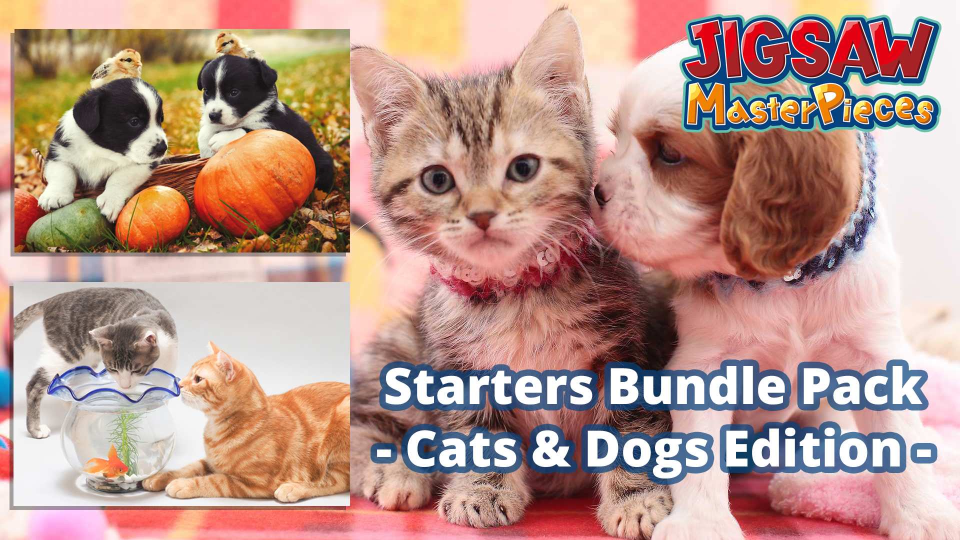 Copertina di Jigsaw Masterpieces Starters Bundle Pack - Cats & Dogs Edition -