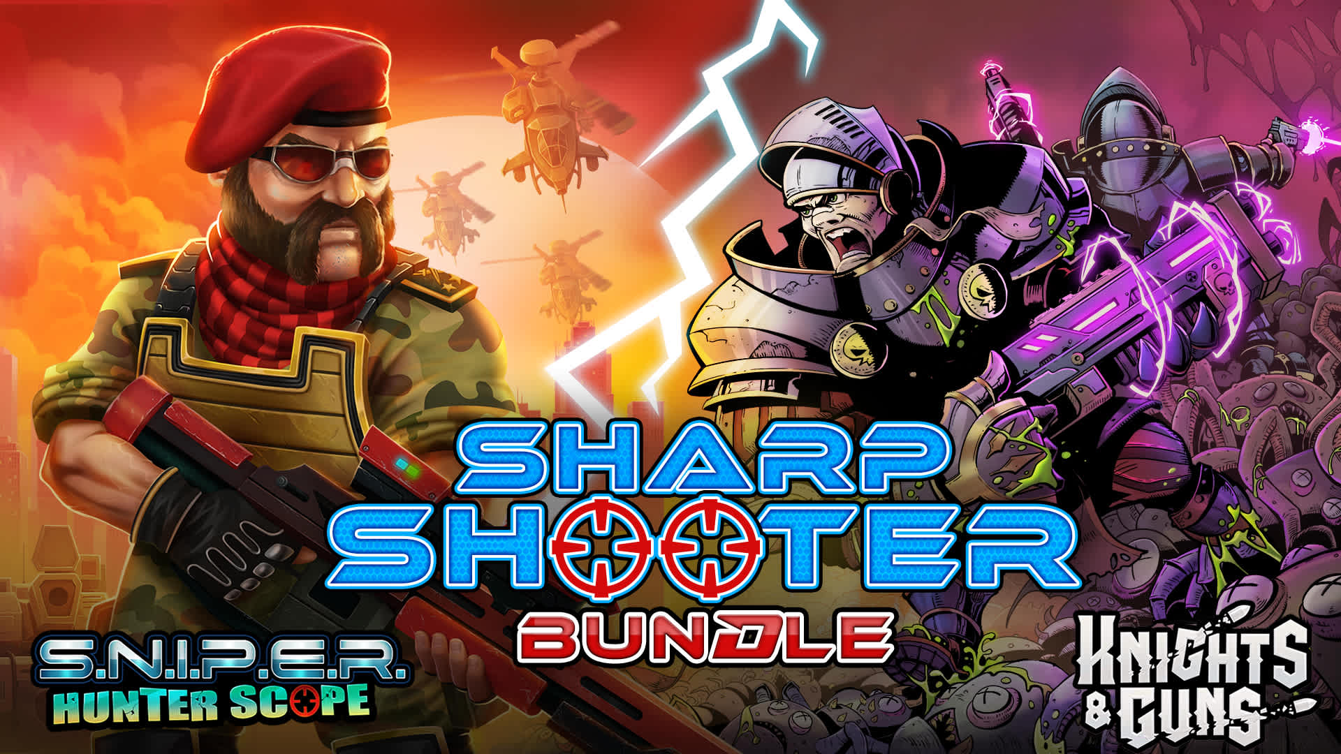 Copertina di Sharp Shooter Bundle: S.N.I.P.E.R Hunter Scope + Knights & Guns