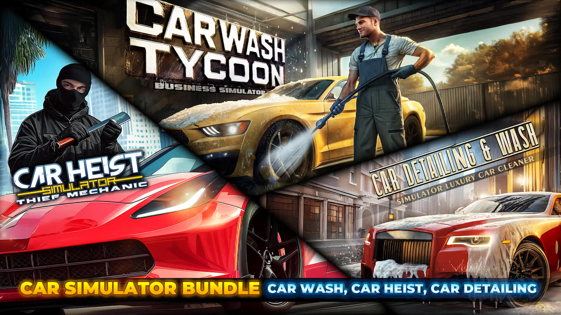 Copertina di CAR SIMULATOR BUNDLE (CAR WASH, CAR HEIST, CAR DETAILING)