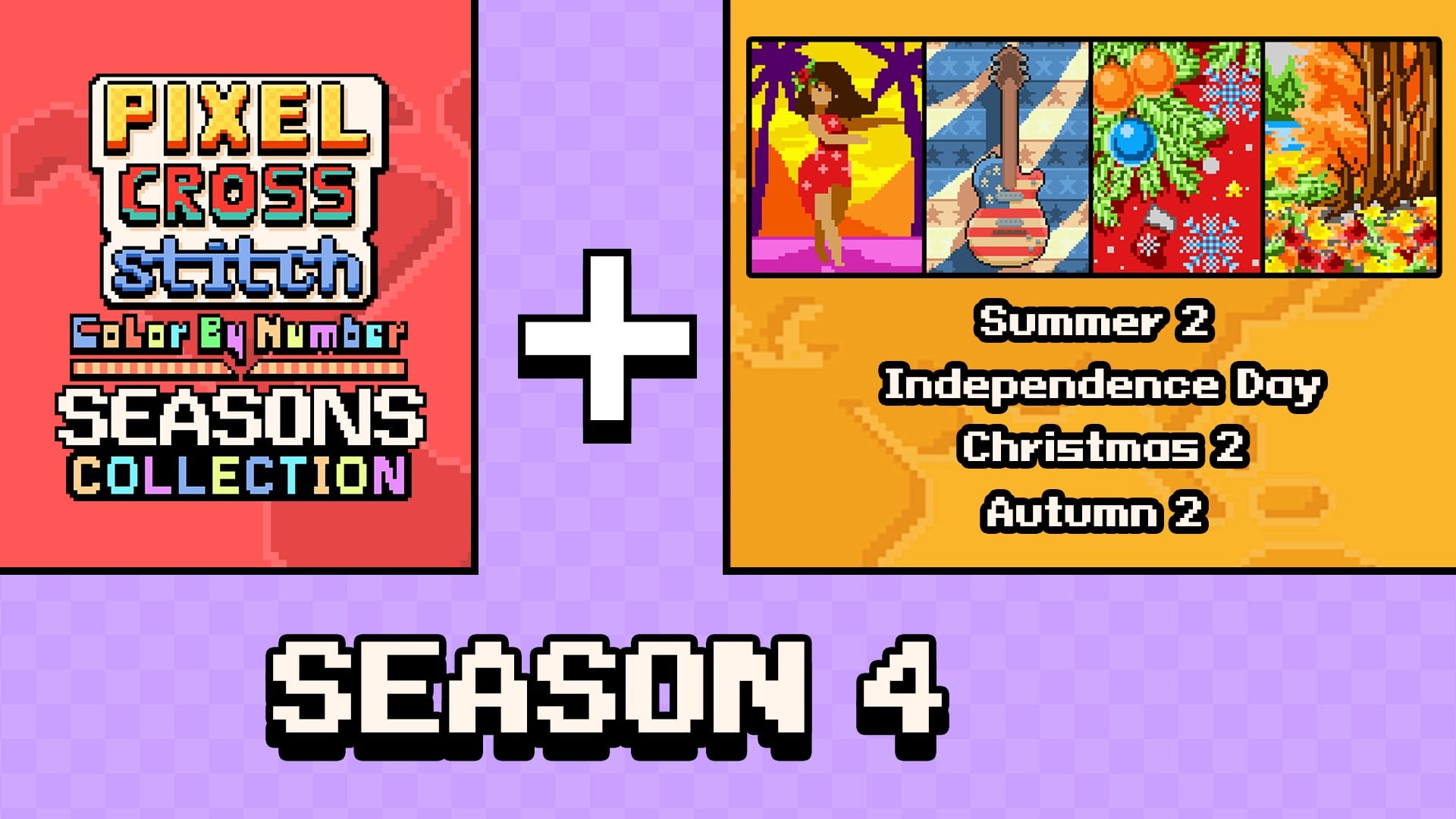 Copertina di Pixel Cross Stitch Color by Number Seasons Collection Season 4
