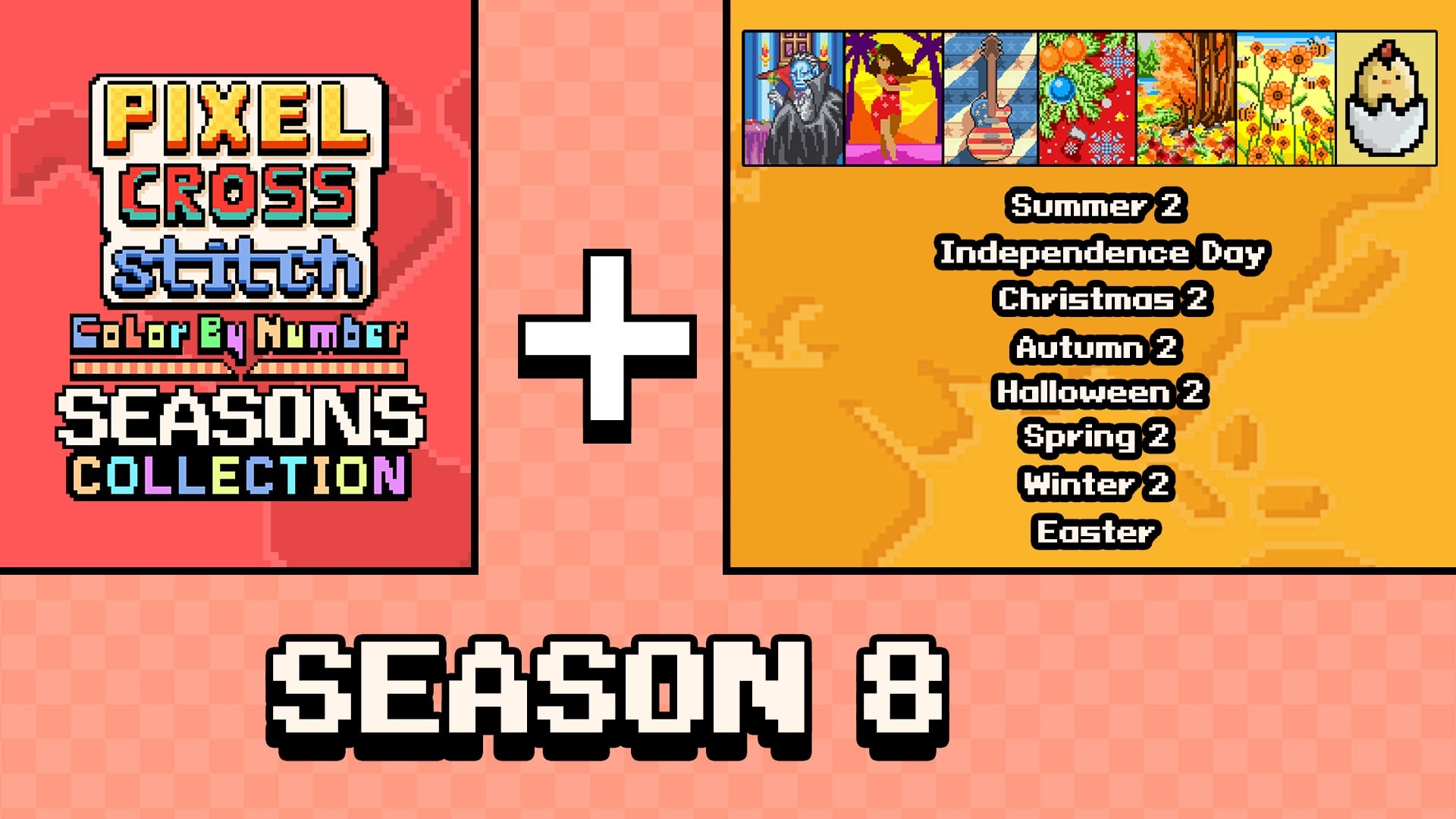 Copertina di Pixel Cross Stitch Color by Number Seasons Collection Season 8