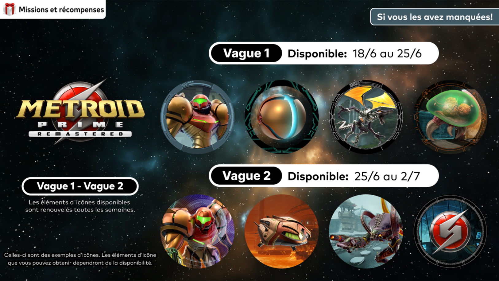 Les icônes inspirées du jeu Metroid Prime Remastered sont là pour une ...