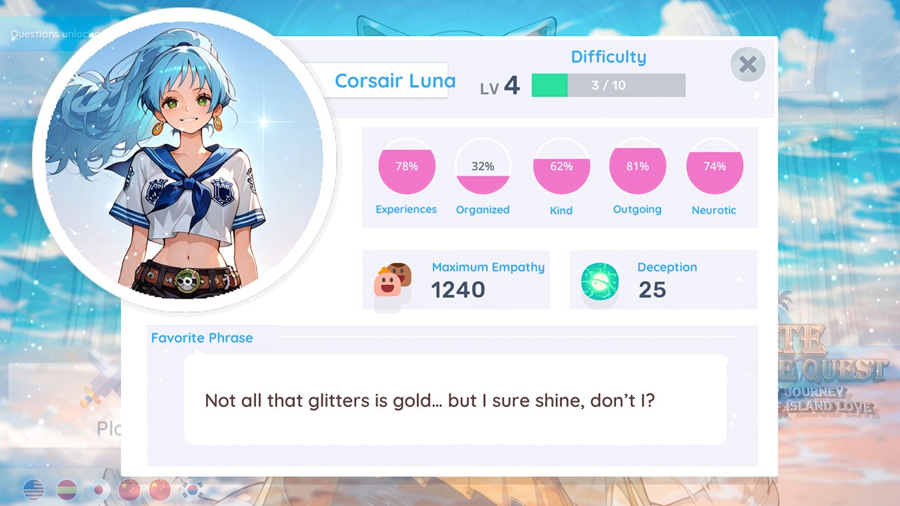 Pirate Anime Quest: One Girls' Journey, A Piece of Island Love screenshot