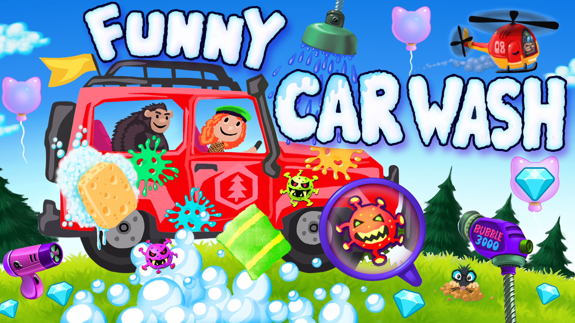 funny car wash - trucks & cars game garage for kids & toddlers vertical card thumbnail