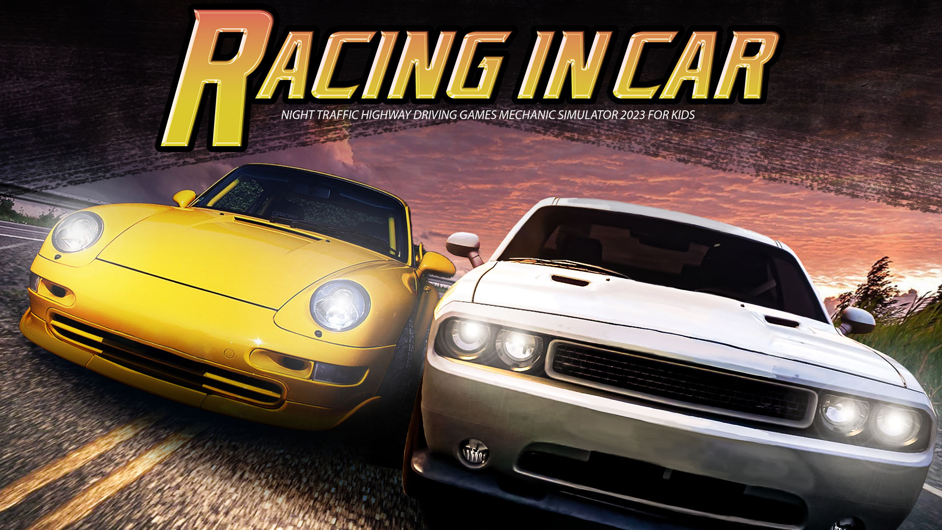 racing in car - night traffic highway driving games mechanic simulator 2023 for kids vertical card thumbnail