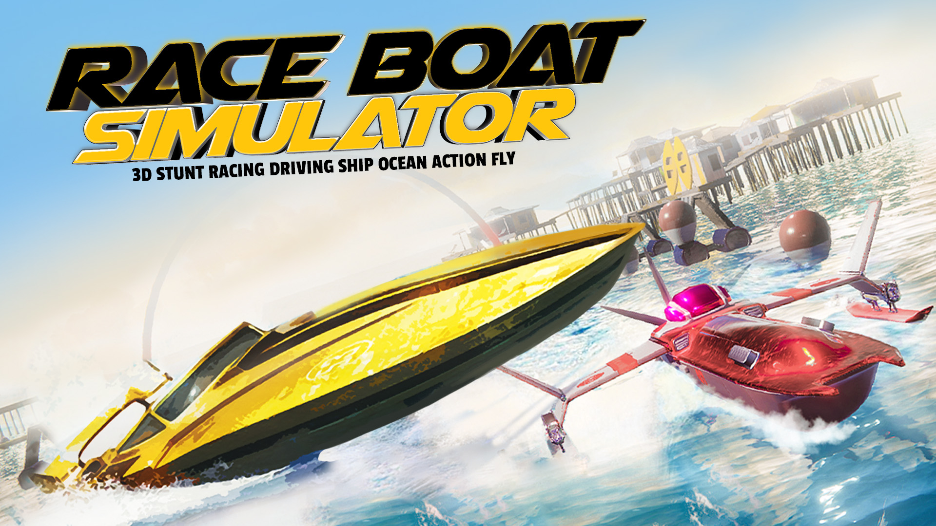 race boat simulator - 3d stunt racing driving ship in ocean vertical card thumbnail