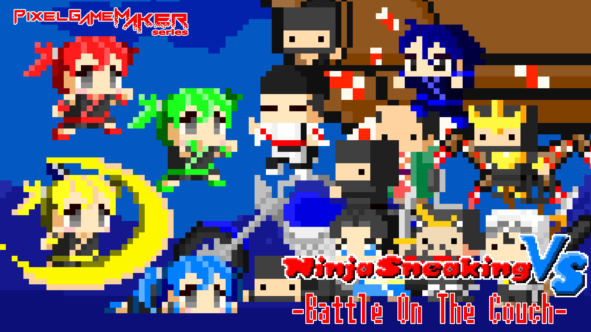 pixel game maker series ninja sneaking vs: battle on the couch vertical card thumbnail