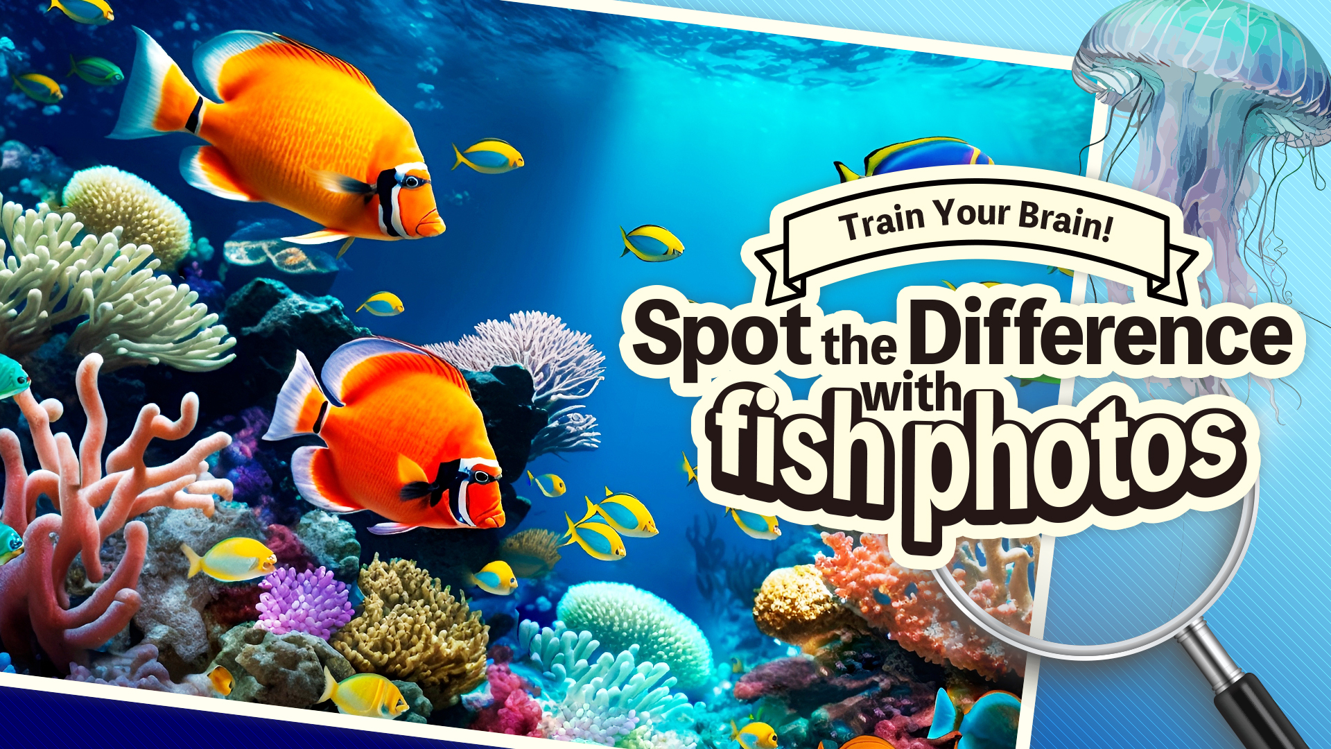 train your brain! spot the difference with fish photos vertical card thumbnail