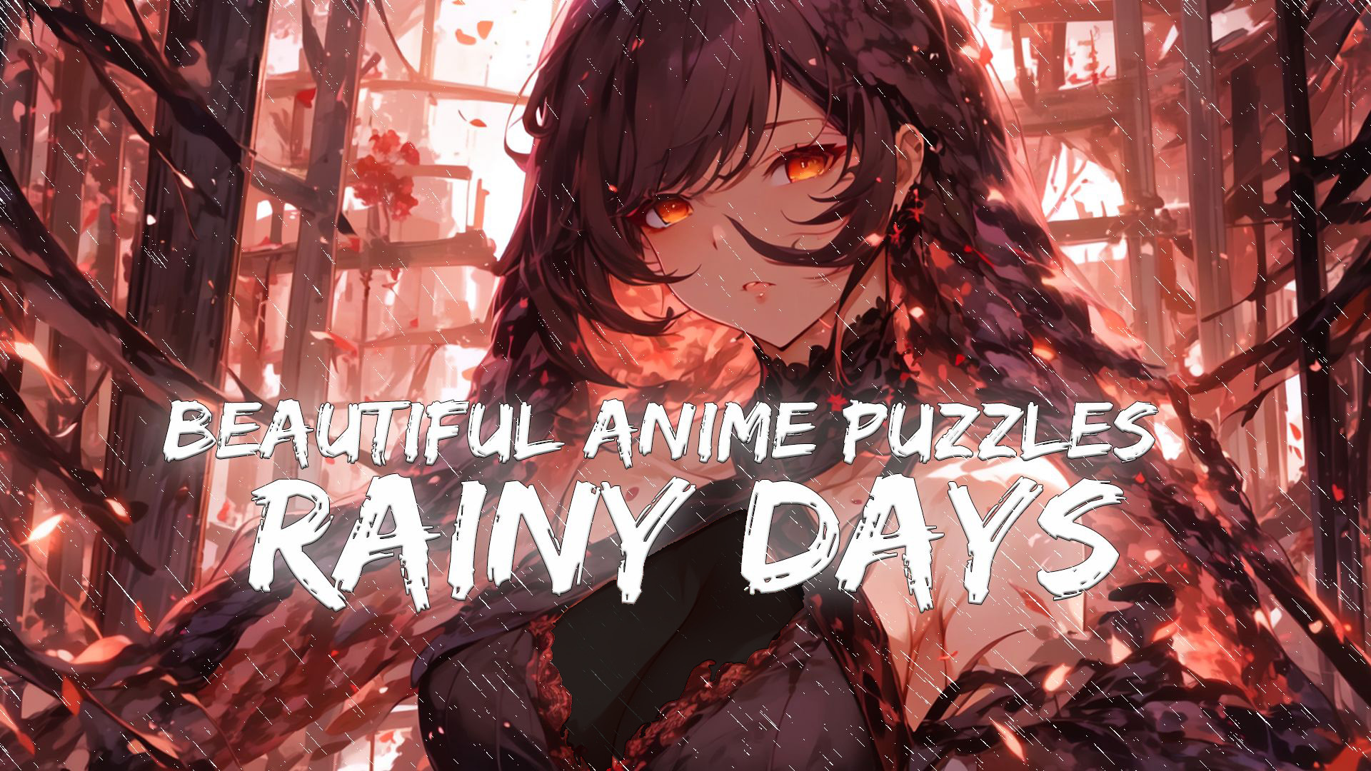 beautiful anime puzzles - rainy days vertical card thumbnail