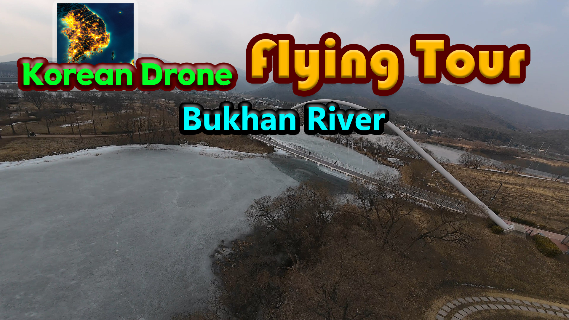 korean drone flying tour bukhan river vertical card thumbnail