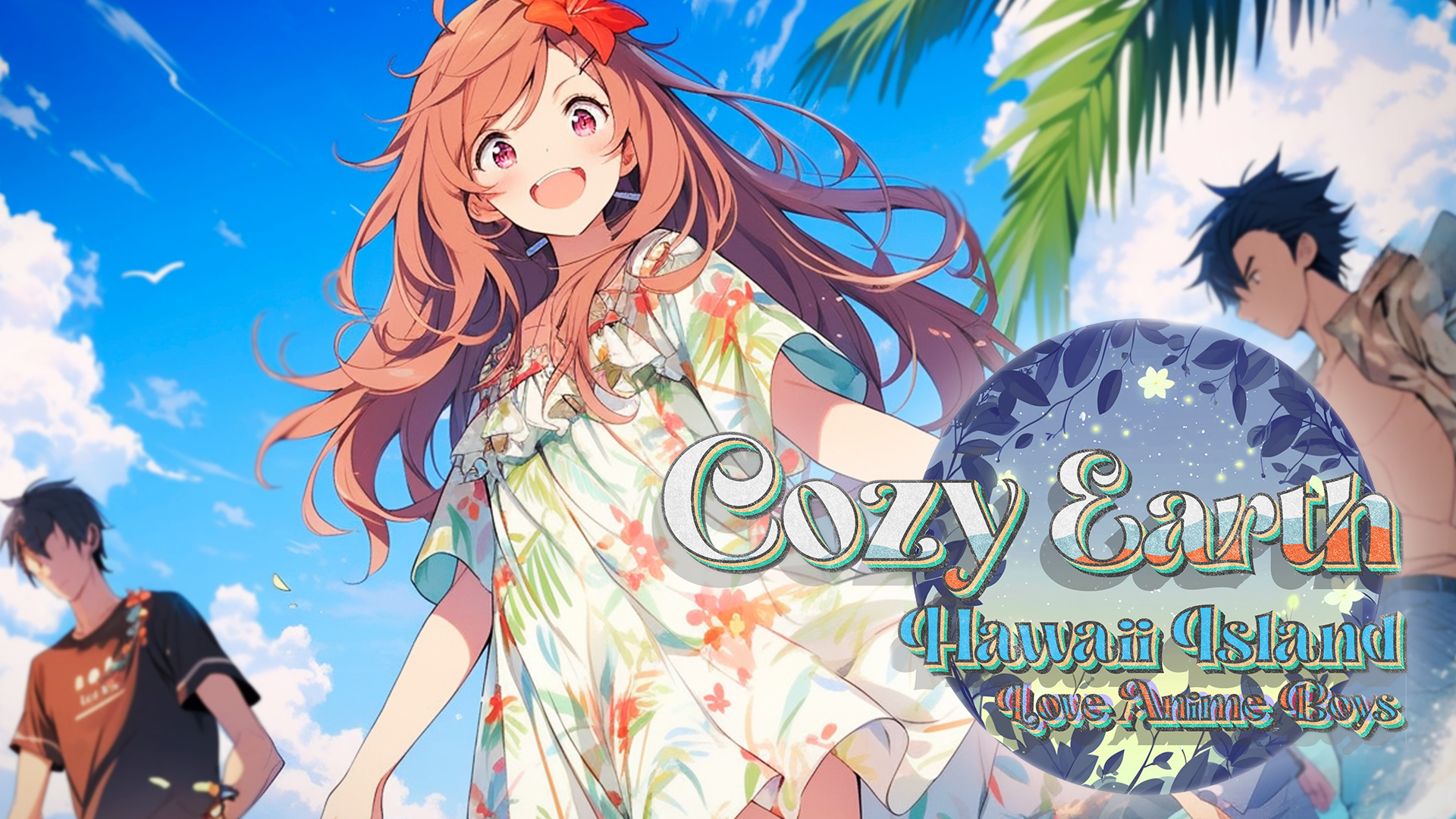 cozy earth: hawaii island love anime boys vertical card thumbnail