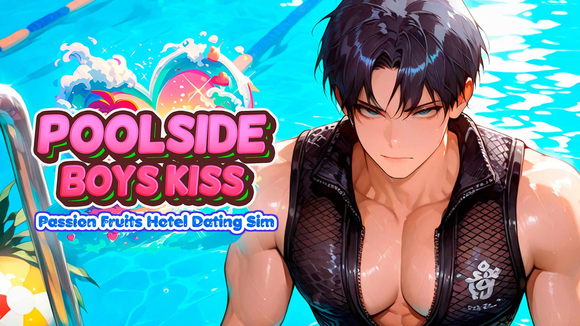 poolside boys kiss: passion fruits hotel dating sim vertical card thumbnail